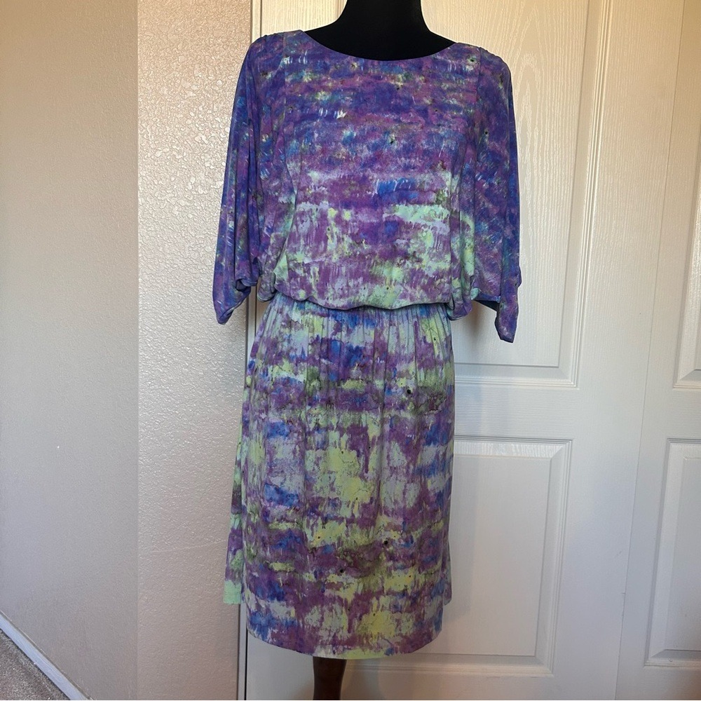 Suzi Chin‎ for Maggy Boutique Abstract Purple and Green Dress Size 8